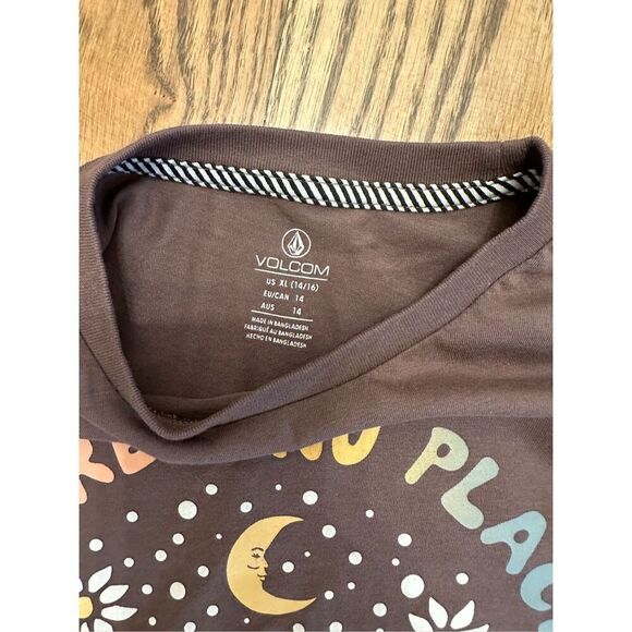 Volcom Stone Brown There’s No Place Like Stone Short Sleeve Comfy Tee Size XL 14 - Picture 4 of 5